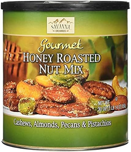Savanna Orchards Gourmet Honey Roasted Nut Mix - Cashews, Almonds, Pecans and Pistachios Economy 3 Pack s#VBrN(30 oz Each)