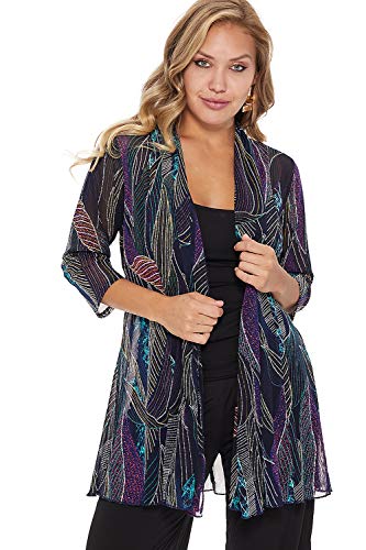 Jostar Women's Mesh Jacket Cardigan - 3/4 Sleeve Sheer Lightweight Open Front Princess Soft Drape Knit Sweater