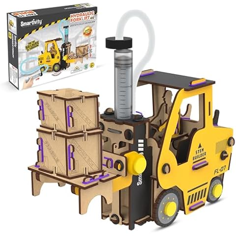 Smartivity DIY Hydraulic Forklift I STEM Toy Car for Kids Age 6-14 I Ideas for Boys & Girls | Science STEM Kit for 6,7,8,9,10,11,12,13,14 YearsI Wooden Engineering Game Cover
