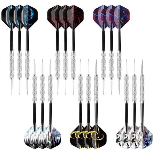 Accmor Metal Tip Darts, Steel Tip Darts, Professional Metal Darts, Darts Metal Tip Set, Metal Darts for Dartboard,18 pcs ﻿