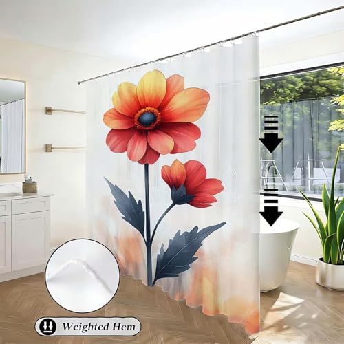 Rideau douche fleur imperméable à séchage rapide et ourlet lesté stable