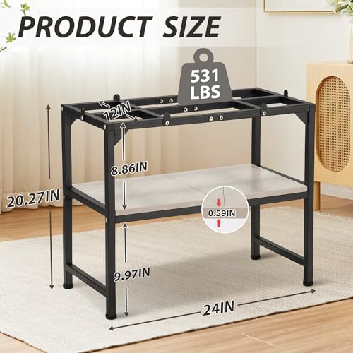Image of 10-20 Gallon Fish Tank Stand, Metal Aquarium Stand with Adjustable Non-Slip Foot and Wooden Shelf, Reptile Tank Stand Easy to Assemble for Home Office, Firm and Steady(Tank not Included)