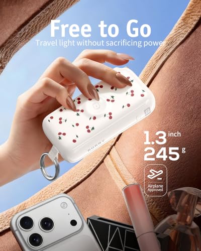 Image of RORRY Flow Portable Charger 10000mAh 40W Wall Plug Power Bank Battery Pack | Built-in USB-C Cable, Keychain Design, Fast Charging, for iPhone 17 /16 /15, Apple Watch, iPad, 3-in-1, Travel Essential