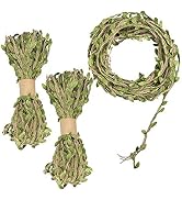 YuCool 98 Feet 5MM Burlap Leaf Ribbon, Natural Wall Hanging Jute Vine Twine with Artificial Green...