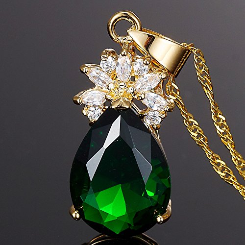 RIZILIA Pendant with 18" Chain & Pear Cut CZ [5 Colors available] in Yellow Gold Plated, Simple Modern Elegant3