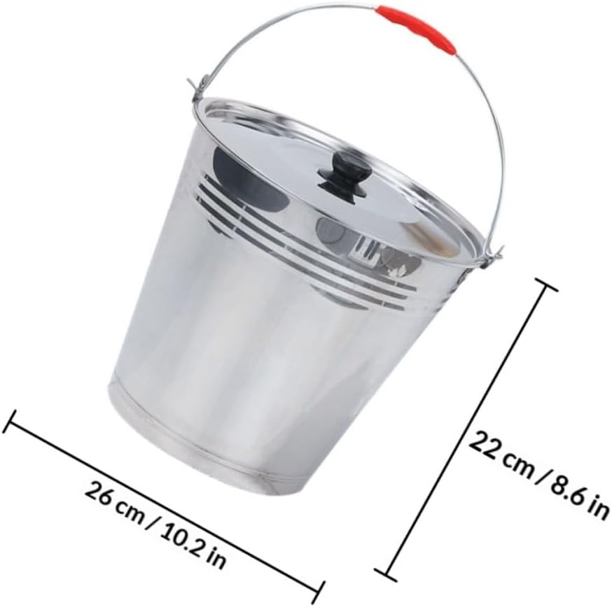 Veemoon Stainless Steel Thickened Ice Bucket with Lid 7l 26cm Sturdy Beer and Water Container for Bar Ktv Party Use
