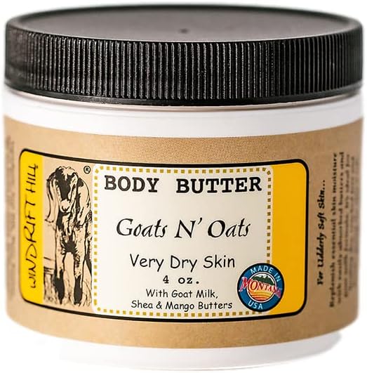 Body Butter voor zeer droge huid (Goats N’ Oats (amandel)) Windrift Hill Body Butter voor zeer droge huid (Goats N’ Oats (amandel)) Windrift Hill
