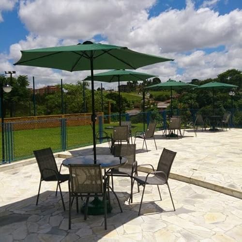 Ombrelone Central Redondo Em Madeira Cabo Reto Piscina Praia Jardim - Diversos Tamanhos E Cores (2,4