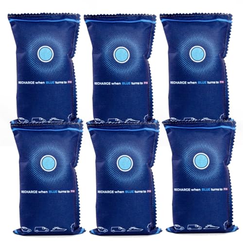 6 x Large 350g Car Dehumidifier Dry Air Reusable Moisture Absorber Bag Automotive Dehumidifier Keep Windows Fog-Free. Prevents Condensation and Mold Perfect for Cars Vans Caravans