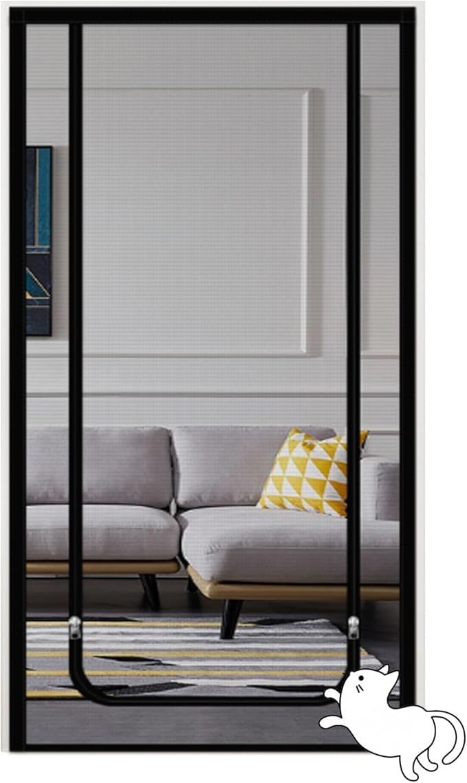 Figpmwld C Double-Sided Zip At Screen Door, At Screen Door With Zipper, White, Multiple Sizes, Pet Proof Mesh For Patio(,150X220cm)