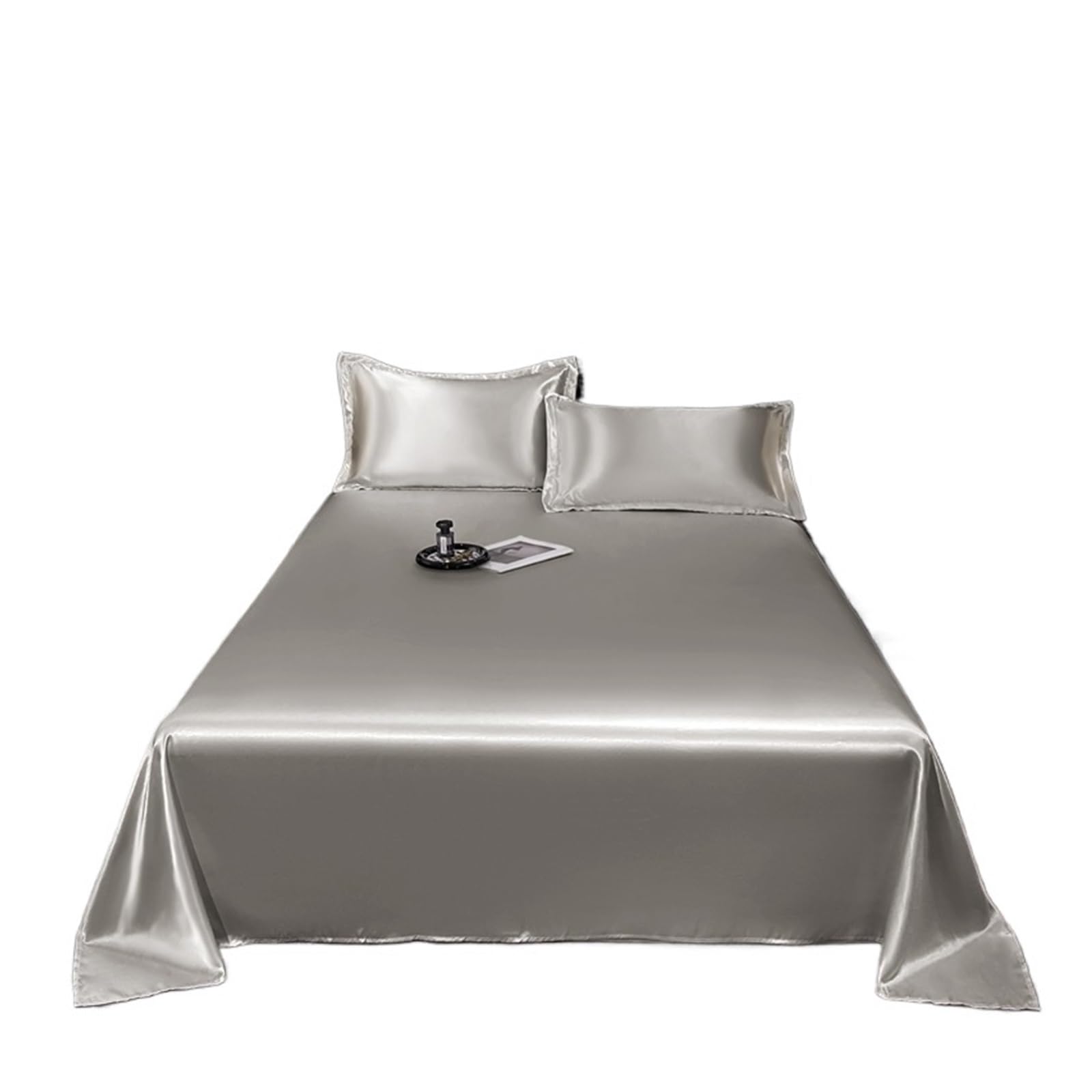 Soie de mûrier drap de lit gris et taie d'oreiller de prestige