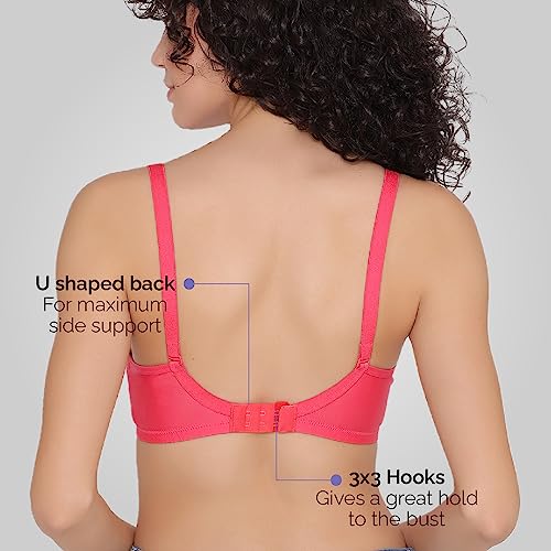 Image of INKURV Lightly Padded T-Shirt Bra for Women- Padded, Non-Wired, Full Coverage, Seamless Cups, Multiway Bra for Girls, Daily use Bra with Detachable Straps- Lily
