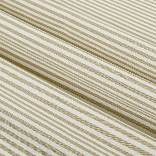 Image of TWOPAGES Pinch Pleat Cafe Curtains 24 Inch Long Ticking Stripe Light Filtering Farmhouse Half Window Curtains for Kitchen (Khaki Pinstripe, 26W x 24L Inches, Set of 2)