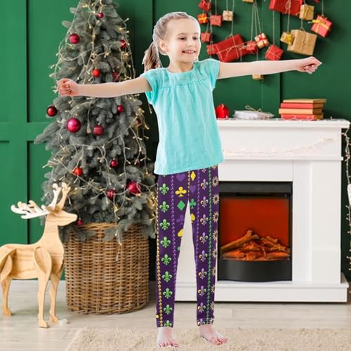 Girls' Leggings Mardi Gras Holiday Symbol Ankle Length Printed Leggings Comfort Pants for Kids 4-10 Years3