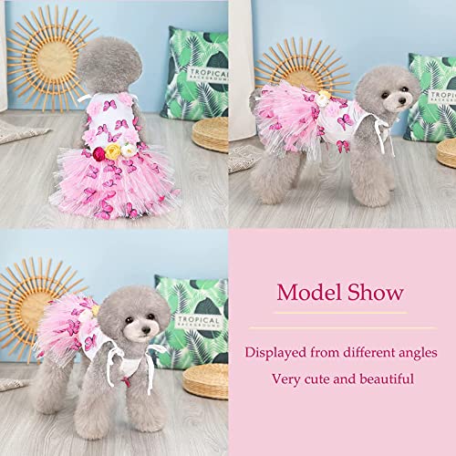 UOSIA Butterfly Dog Dress Sweet Simulation Flower Dog Wedding Dress Lace Dog Saia Princesa Traje Aju