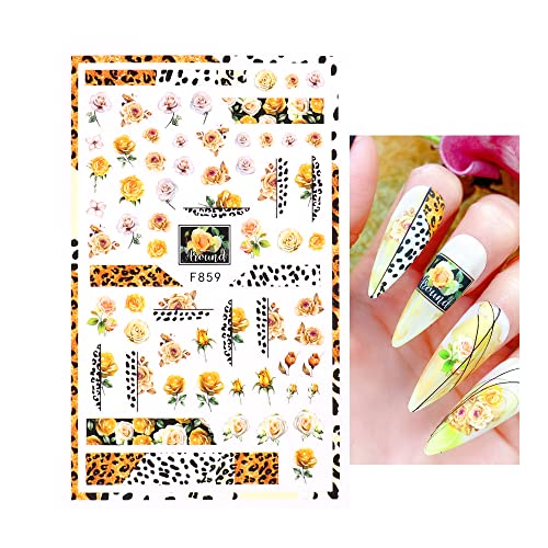 Jmeowio 10 Sheets Red Rose Nail Art Stickers Decals 3D Self Adhesive Red Blue White Yellow Pink Rose Design Manicure Tips Nail Decoration For Women Girls Kids thumb #4