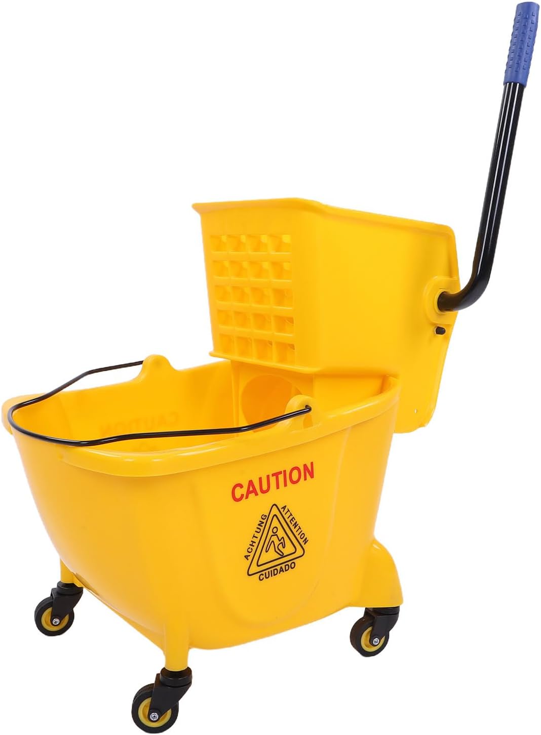 Diydeg 24L Commercial Mop Bucket, Industrial Mop Bucket with Side Press Wringer, Universal Wheels and Handle, Cleaning Buckets for Home, Duty Floor and Restaurant Cleaning