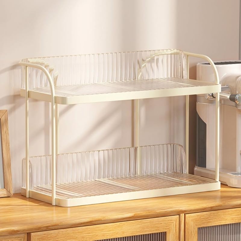 KryZaro3階グリーン卓上ラック 透明デザイン 組み立て不要 多機能ミニ棚 デスクトップ小物・雑貨収納 スペース活用 オープン収