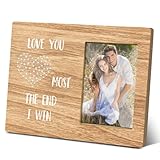 Couple Long Picture Frame, Anniversary Long Distance Relationship Gifts for Girlfriend Boyfriend Wife Husband, I Love You More Gifts Photo Frame for Home Office Wall Tabletop Decor Fit 4x6 Photo -03
