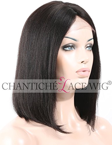 Short Bob Light Yaki Straight Human Hair Lace Front Wigs