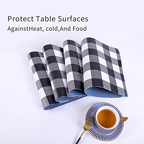 Xinyun Reversible Placemats Eco-Friendly Waterproof Faux Leather Place Mats Indoor Set Of 6 Buffalo Check Table Mats Heat Resistant Non Slip Anti Oil Durable Kitchen Patio Placemat For Dining Table #TOP6
