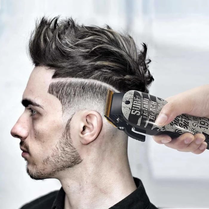 Miniatura 5 de Cortadora de pelo profesional, kit de corte de pelo inalámbrico de 2 velocidades 5500 RPM, batería recargable de 2000 mAh con 6 protectores de