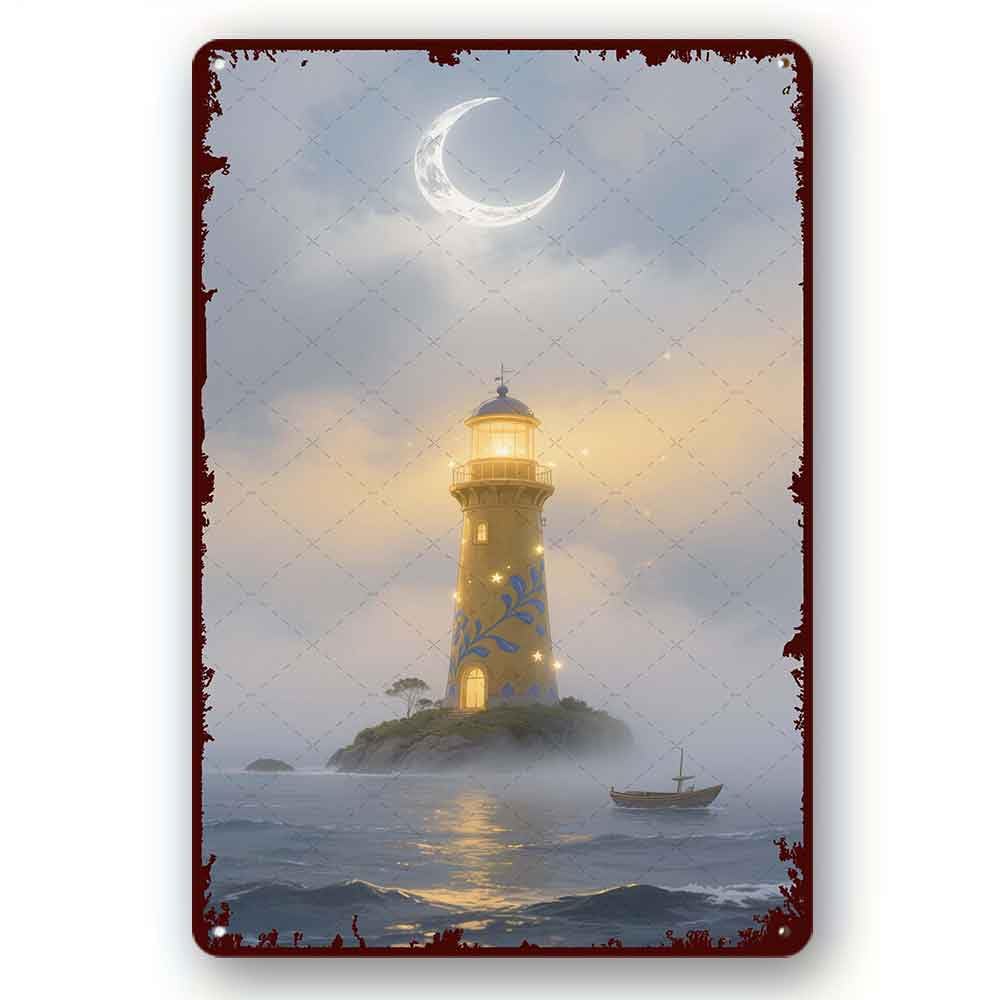 peiyeety Tin Signs Vintage Lighthouse in the storm Living Room, Kitchen, Farm Tin Sign Hanging Poster Decor Rustic Home Decor 8x12 Inch