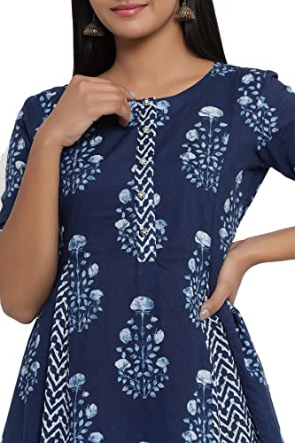 Image of COTLAND Fashions Jaipuri Cotton A-Line Anarkali /Flared Printed Kurti for Women