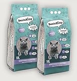 BentoKitty Katzenstreu klumpend Lavendelduft/Lavender (20L (2er Pack)), Weiss, fein Körnig, ergiebiger als herkömmliches Streu
