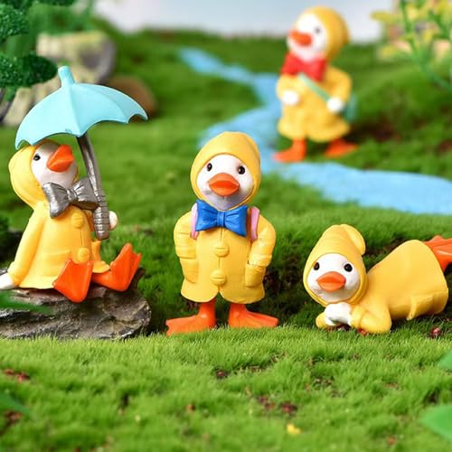 Estatuas de Patos en Resina Pintadas a Mano 4 Piezas miniatura 6