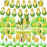 Corn Party Decorations Vegetable Birthday Supplies - Happy Birthday Banner, Cake Topper, Cupcake Toppers, Balloons for Baby Shower, Wedding - Vegetable Party Decorations