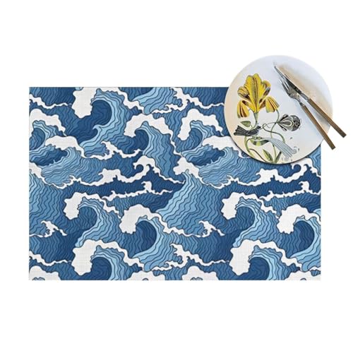 Sets de table Stormy Sea rectangulaires lavables pour restaurants - 5