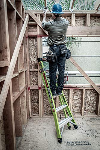 Little Giant Ladder Systems 13610-001 Green King Kombo Pro 6' A frame 10’ Extension-Hi-Viz Type 1AA, 6 Ft