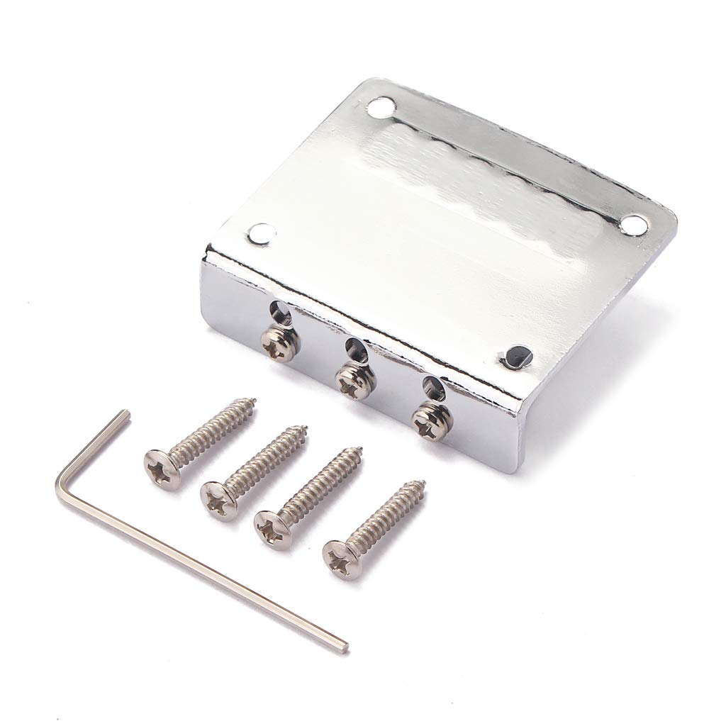 Alnicov Mostek do gitary elektrycznej, regulowany 3-strunowy mostek do gitary elektrycznej Cigarbox (chrom)