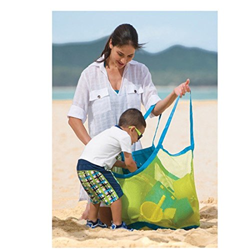 Extra Large Mesh Beach Bag Tote Backpack Toys Towels Sand Away (Color 1, free)3
