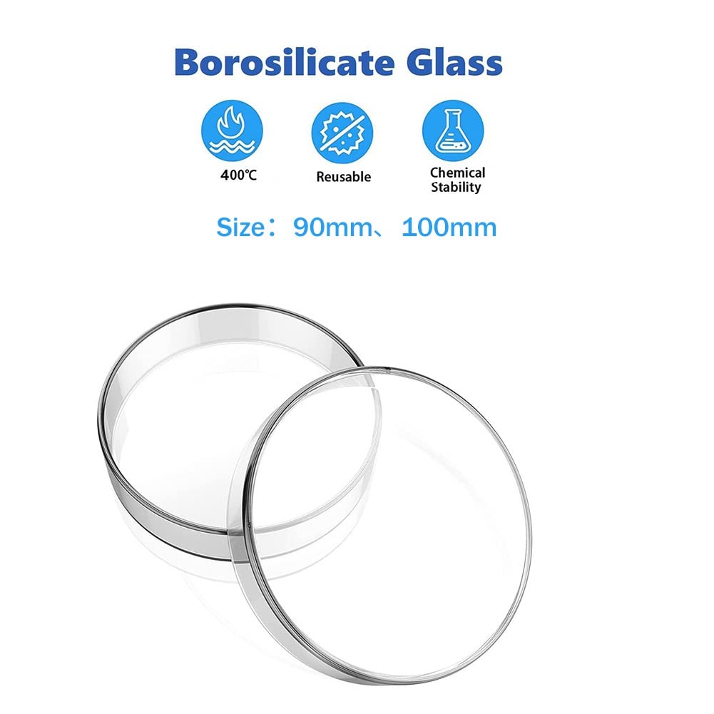 20PCS Piatti in Vetro con Coperchi Piatti per Pezzi di Ricambio di Ricambio per Laboratori Scolastici 100mm, 90mm