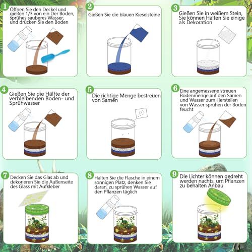 Dinosaurier Terrarium Set mit 3 Mini Dinos & Nachtlicht