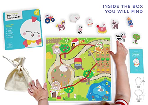 Merle Toys® Fädelspiel ab 2 Jahre aus 100% nachhaltigem Buchenholz, Bauernhof Spielzeug ab 2 Jahre, Motorikspielzeug, Lernspielzeug, Auffädeln Spiel mit 12 großen Holzfiguren und Spielbrett – Bild 7