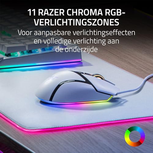Razer Basilisk V3 - Aanpasbare bedrade gamingmuis - ergonomisch ontwerp - 26K DPI-sensor - Chroma RGB - 11 programmeerbare knoppen - kantelbaar HyperScroll-wiel - PC/Mac | Wit - Afbeelding 5