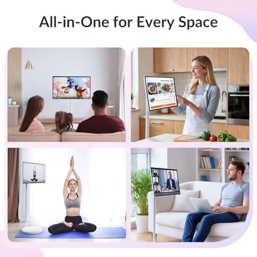 Image of 32 Inch Smart Portable TV on Wheels, Android 14 EDLA Certified | 8GB RAM 128GB Storage, 13MP Camera & Dual Mics, 13H Battery, Wi-Fi /HDMI, Smart Display for Home Office & Remote Work