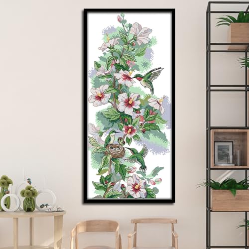 Image of Rosyfoxes Cross Stitch Kits Stamped Full Range of Embroidery Starter Kits for Beginners DIY 11CT 3 Strands - Printed kit The Art of Hummingbirds (Printed) 14.2x26.8 inches