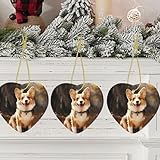 Weihnachtsschmuck Keramik Ornament Handwerk mit Goldband Lustig Kreativ Herz Porzellan Anhänger Corgi Hund Urlaub Hängende Ornamente Weihnachtsbaum Dekoration Geschenk
