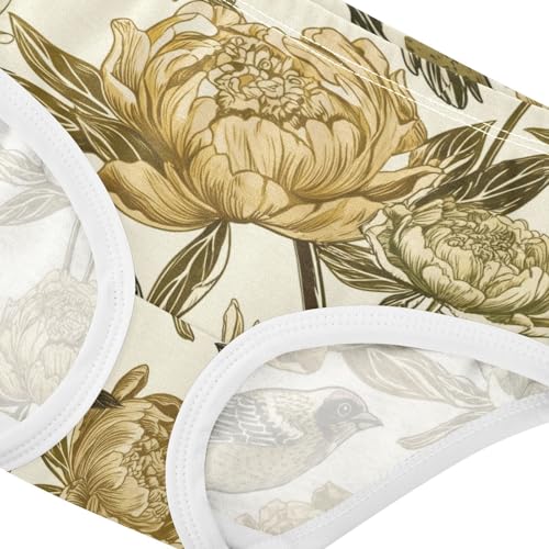 Joisal Toddlers Underwear Floral 2t Cotton Panties Little Girl Aesthetic Kids Undies Briefs Chic Vintage Bird Peonies4