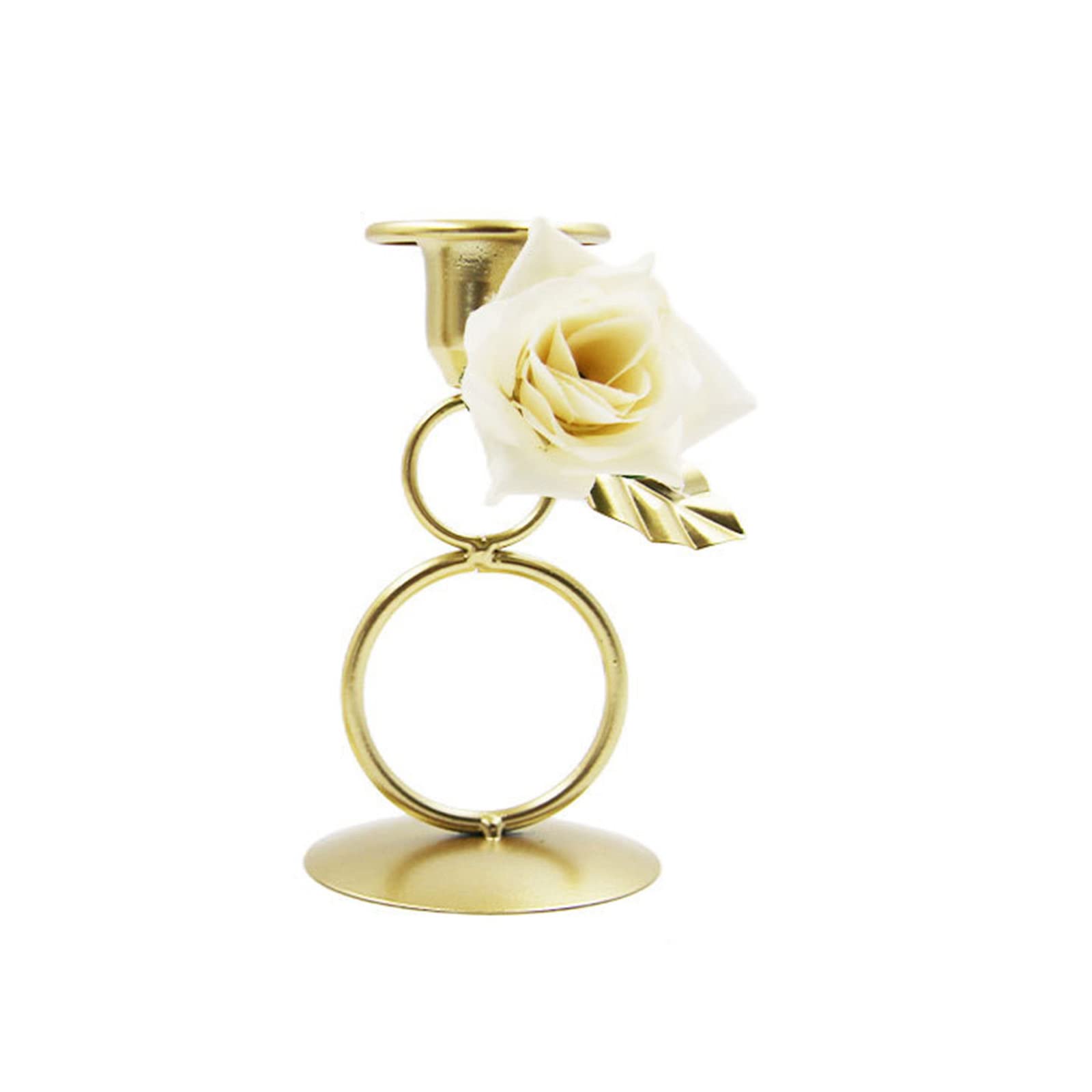 Kalttoy Artificial Flowers Wrought Iron Holder Flower Metal Candlestick Ornaments For Wedding Dining Table Dinner Decoration Metal Holders For Candlesticks