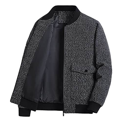 Veste en laine à fermeture à glissière pour hommes manteau bomber décontracté col montant