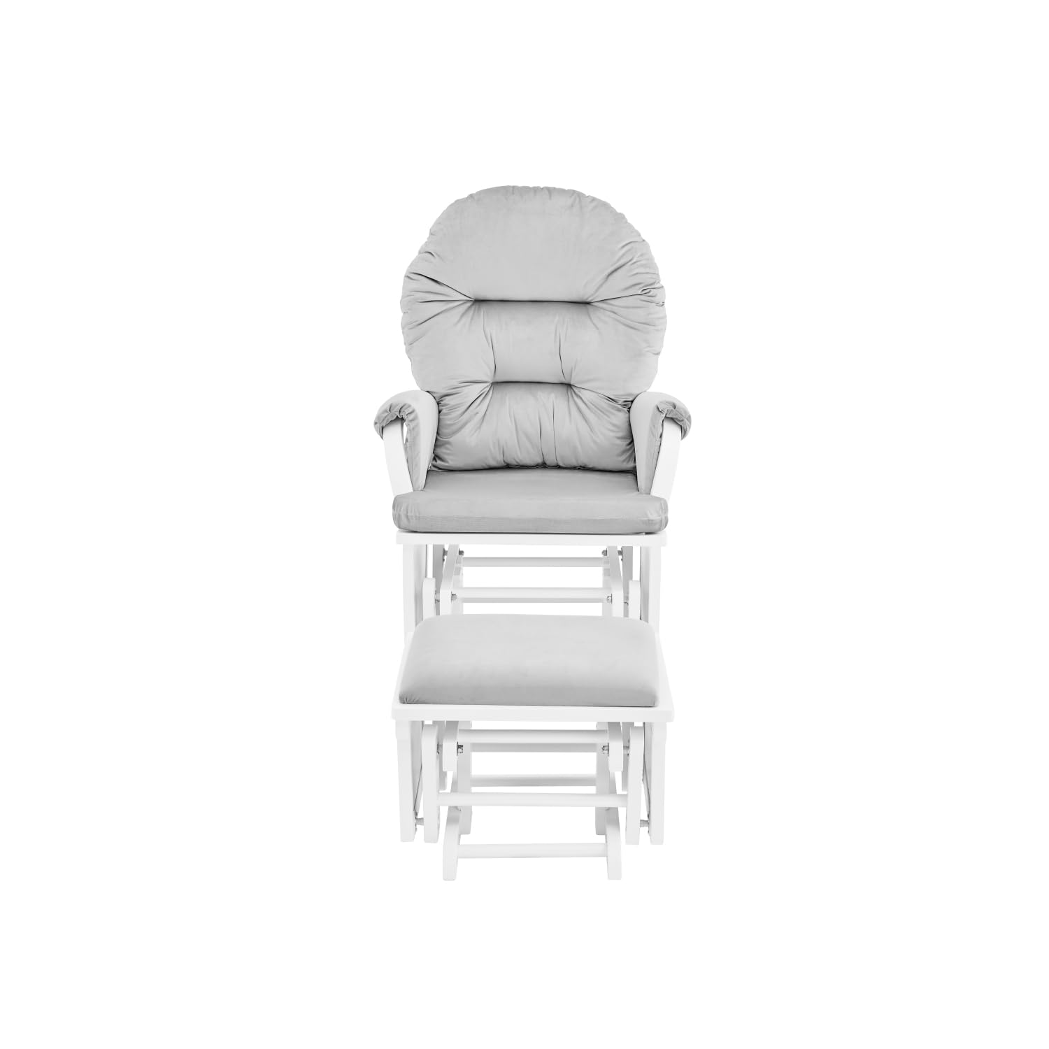 Madison Glider and Ottoman - White Wood & Gray Fabric