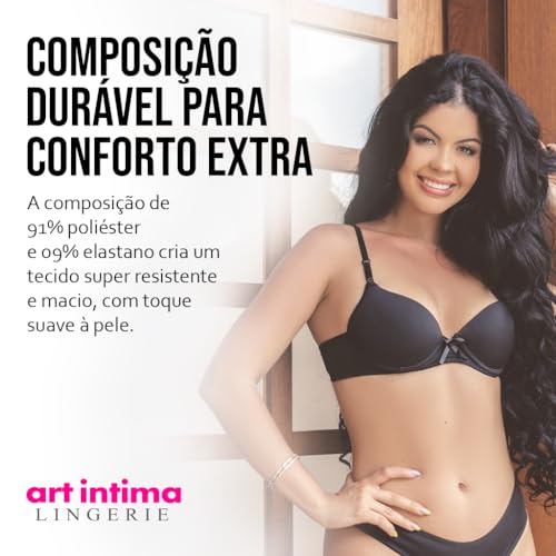 ART ÍNTIMA - Sutiã Básico Em Microfibra Com Bojo Comum - Moda Íntima - Modelo Tradicional - Estilo C