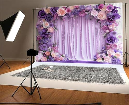 Fondo Floral Púrpura 8x6ft para Fotografía y Eventos miniatura 6