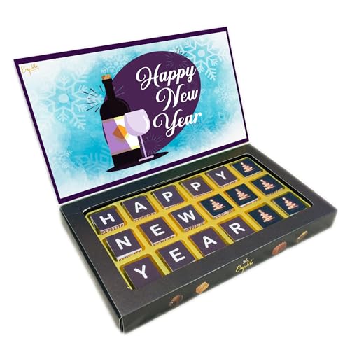 Image of Expelite Personalized Merry Christmas and Happy New Year Chocolate Gift for Wife -18 Pc Merry Christmas and Happy New Year Chocolate Gift for Girlfriend, Boyfriend, Wife & Husband