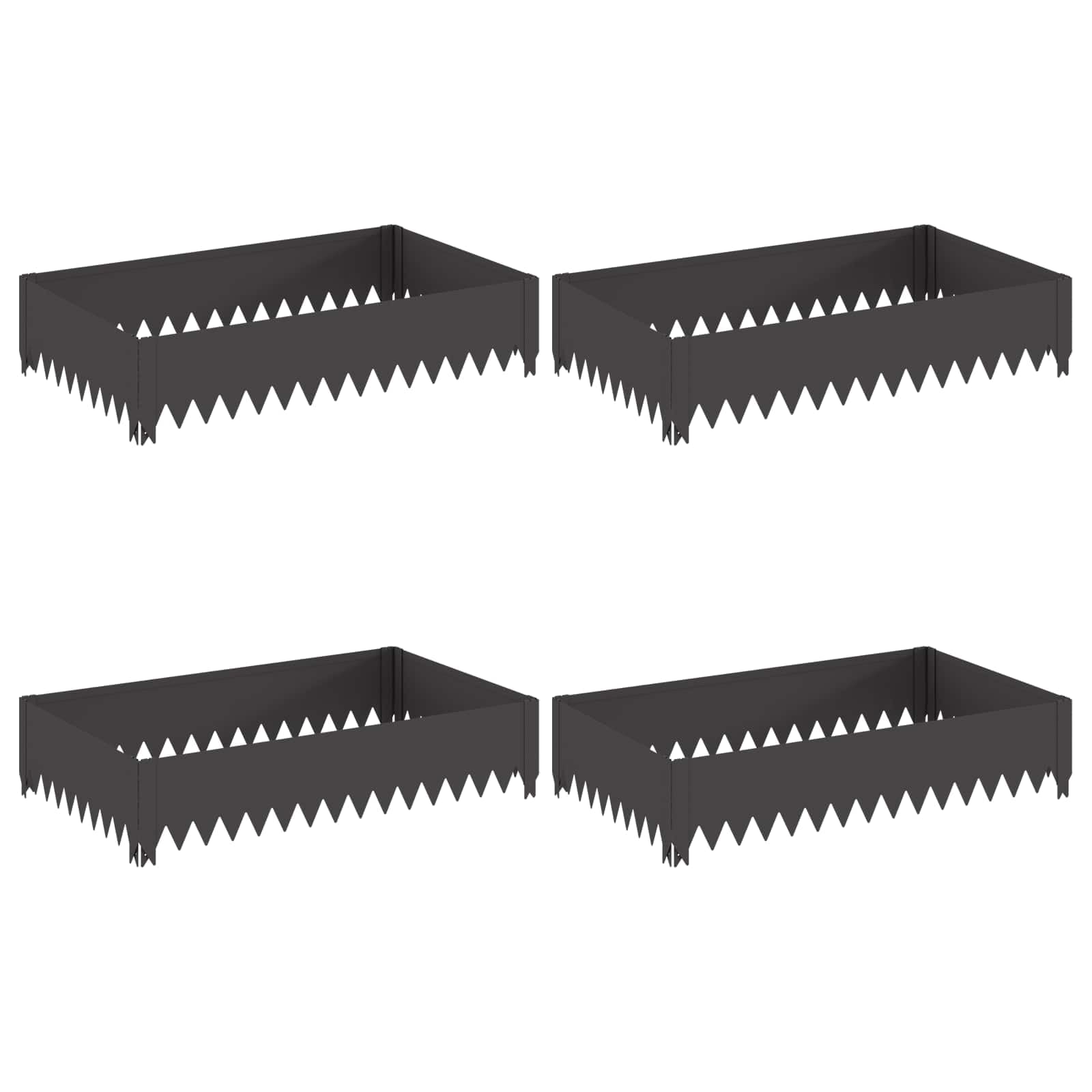 Gazonrand 4 szt. 100 x 60 x 20 cm stal czarna